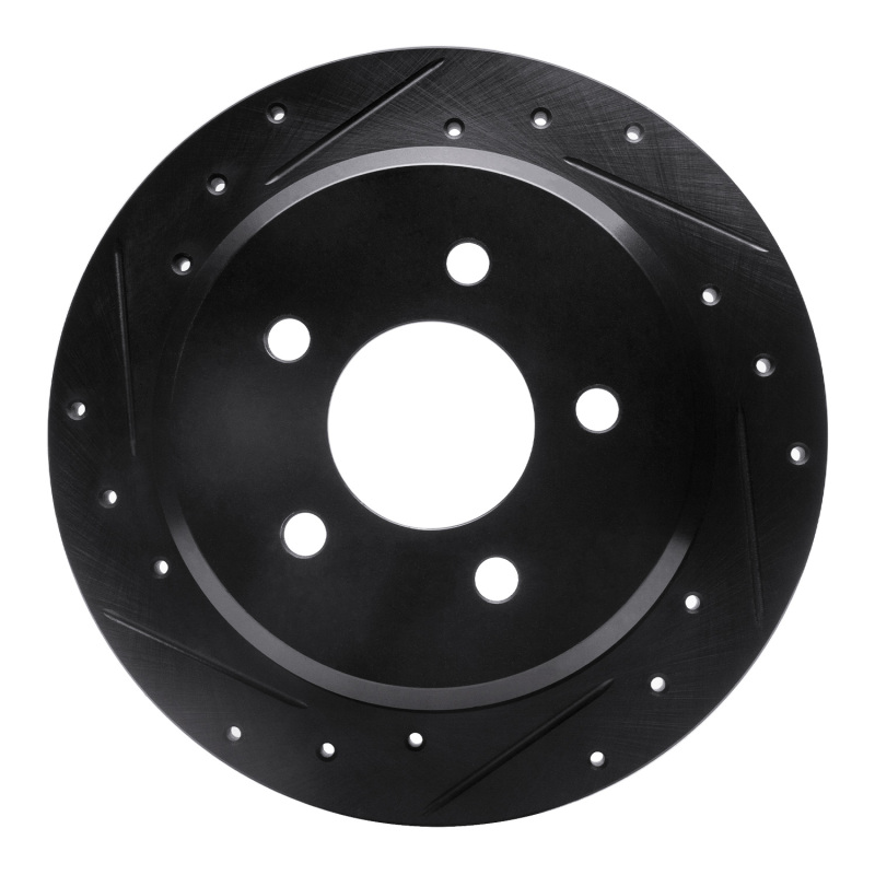 Ford Crown Victoria Brake Rotor (1) - Rear Left - R1 Concepts - Drilled & Slotted - Black - `96-`02